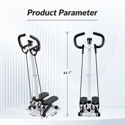 Steppers for Exercise, Mini Stair Stepper with Resistance Bands and Handlebar, 2 Ways to Use, Stair Climber Fitness Exercise Equipment for Full Body Training, 220 Lbs Weight Capacity