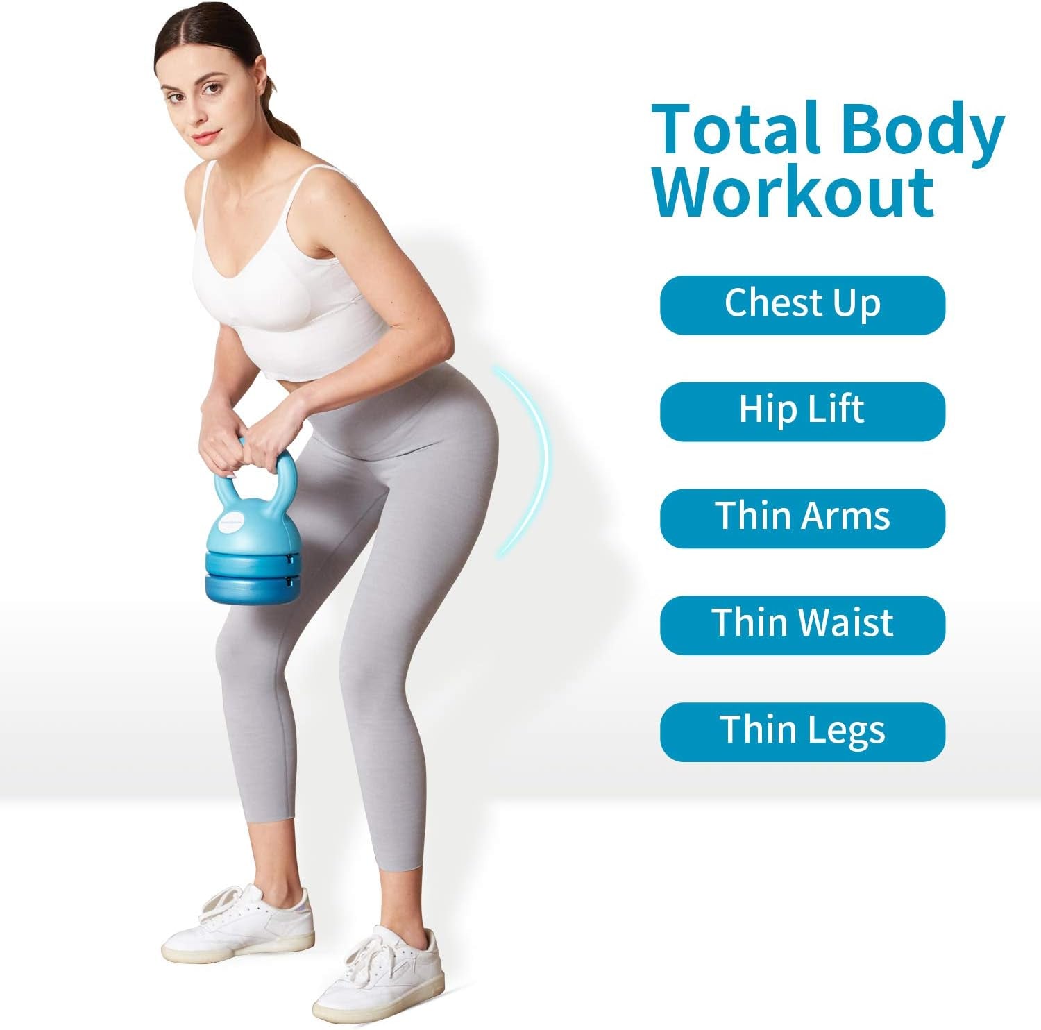 Kettlebell Weight Set 5-12 Pounds: Strength Training Adjustable Dumbbell Fitness Equipment for Home Gym Clearance Workout & Exercise Suitable for Women Men Kids,Teal