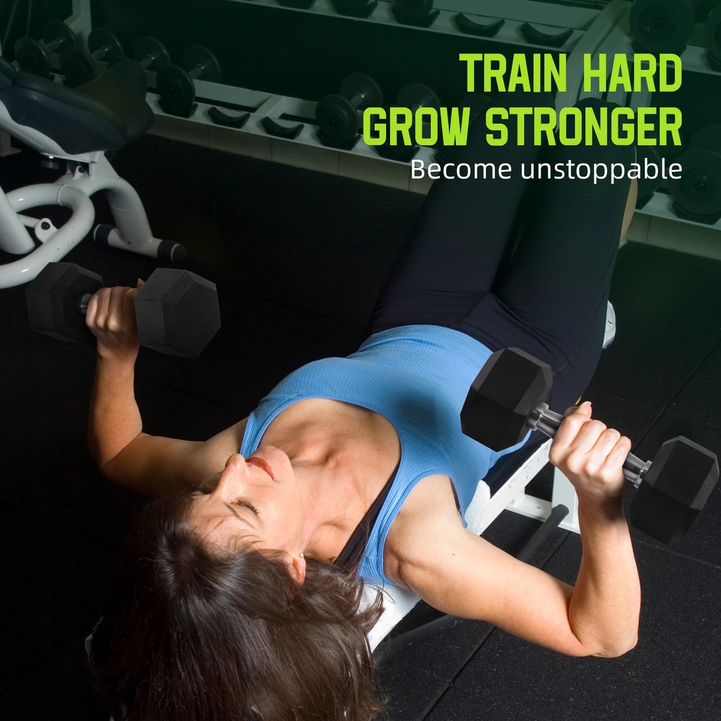 Rubber Encased Hex Dumbbell, 20 Lb, Single, Black