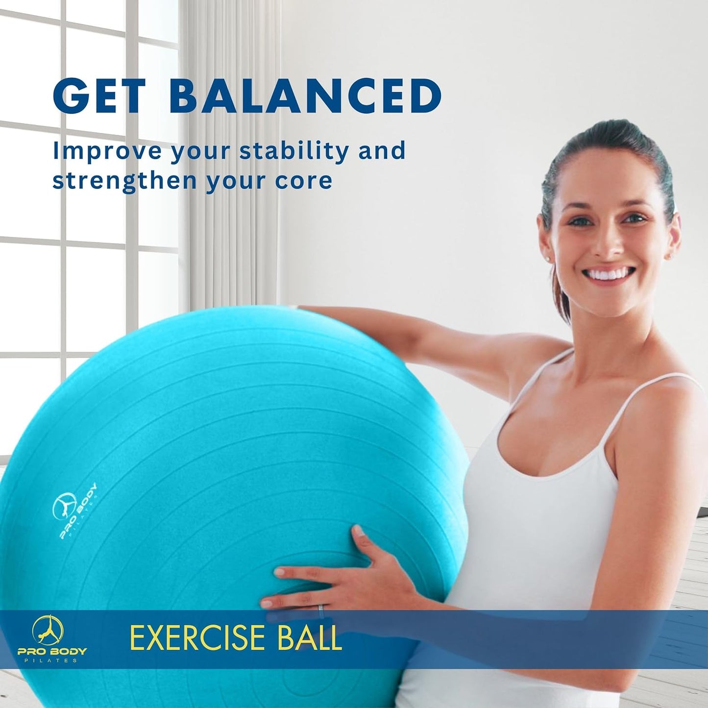 Yoga Ball - Fresh Colors Exercise Ball for Stability, Pregnancy, Workout & Physical Therapy