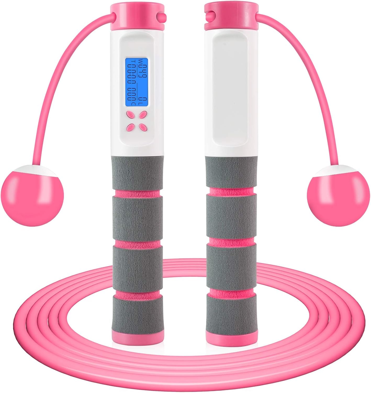 Jump Rope, Digital Weighted Handle Workout Jumping Rope with Calorie Counter for Fitness Exercise Boxing, Cordless Skipping Rope for Adults, Men, Women, Kids, Girls