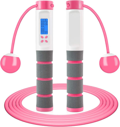 Jump Rope, Digital Weighted Handle Workout Jumping Rope with Calorie Counter for Fitness Exercise Boxing, Cordless Skipping Rope for Adults, Men, Women, Kids, Girls