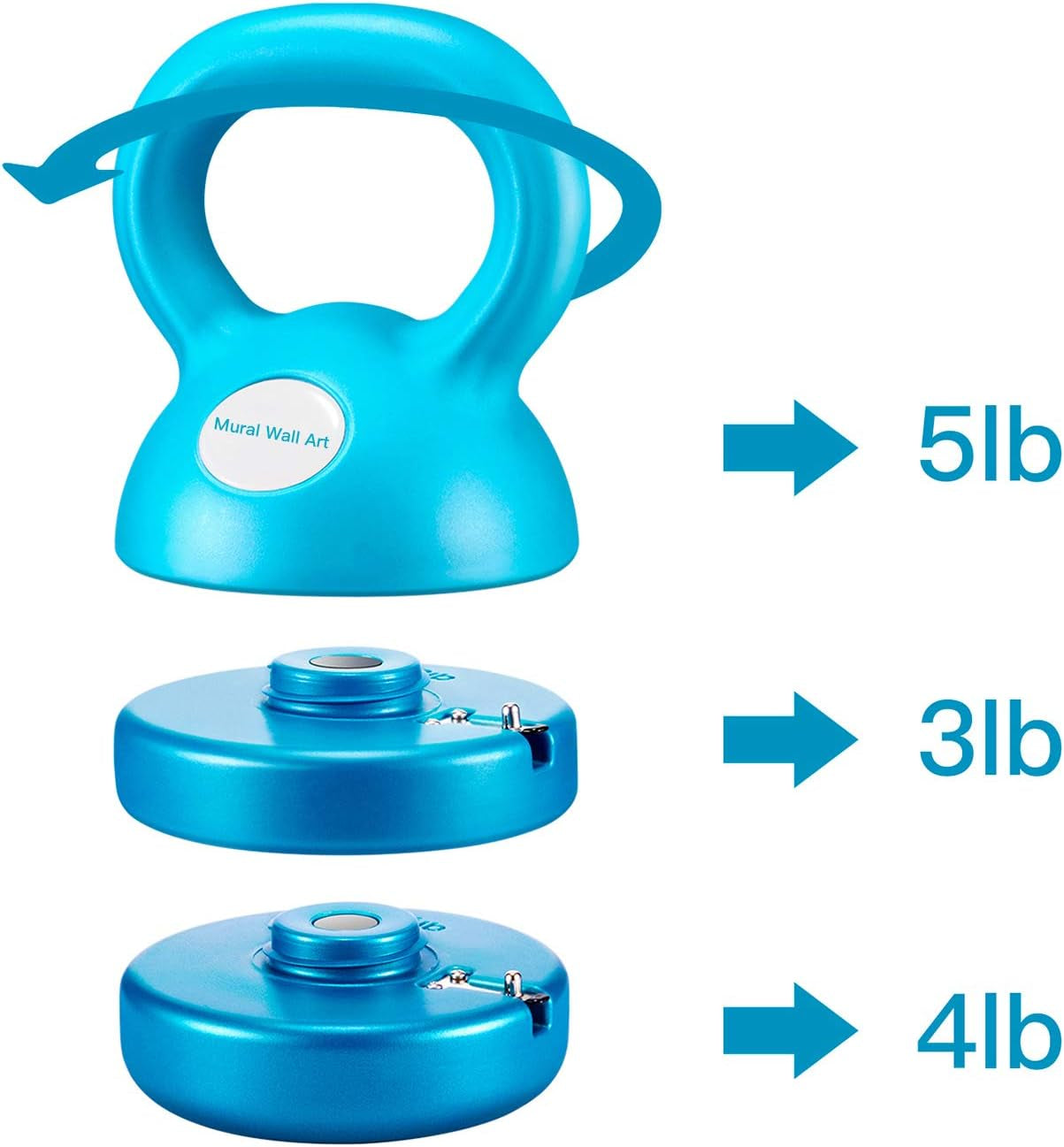 Kettlebell Weight Set 5-12 Pounds: Strength Training Adjustable Dumbbell Fitness Equipment for Home Gym Clearance Workout & Exercise Suitable for Women Men Kids,Teal