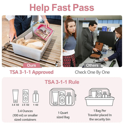 TSA Approved Toiletry Bag - Peach Red Clear Makeup Bag with Supporting Frame, Clear Toiletry Bag for Travel, Thick No Smell