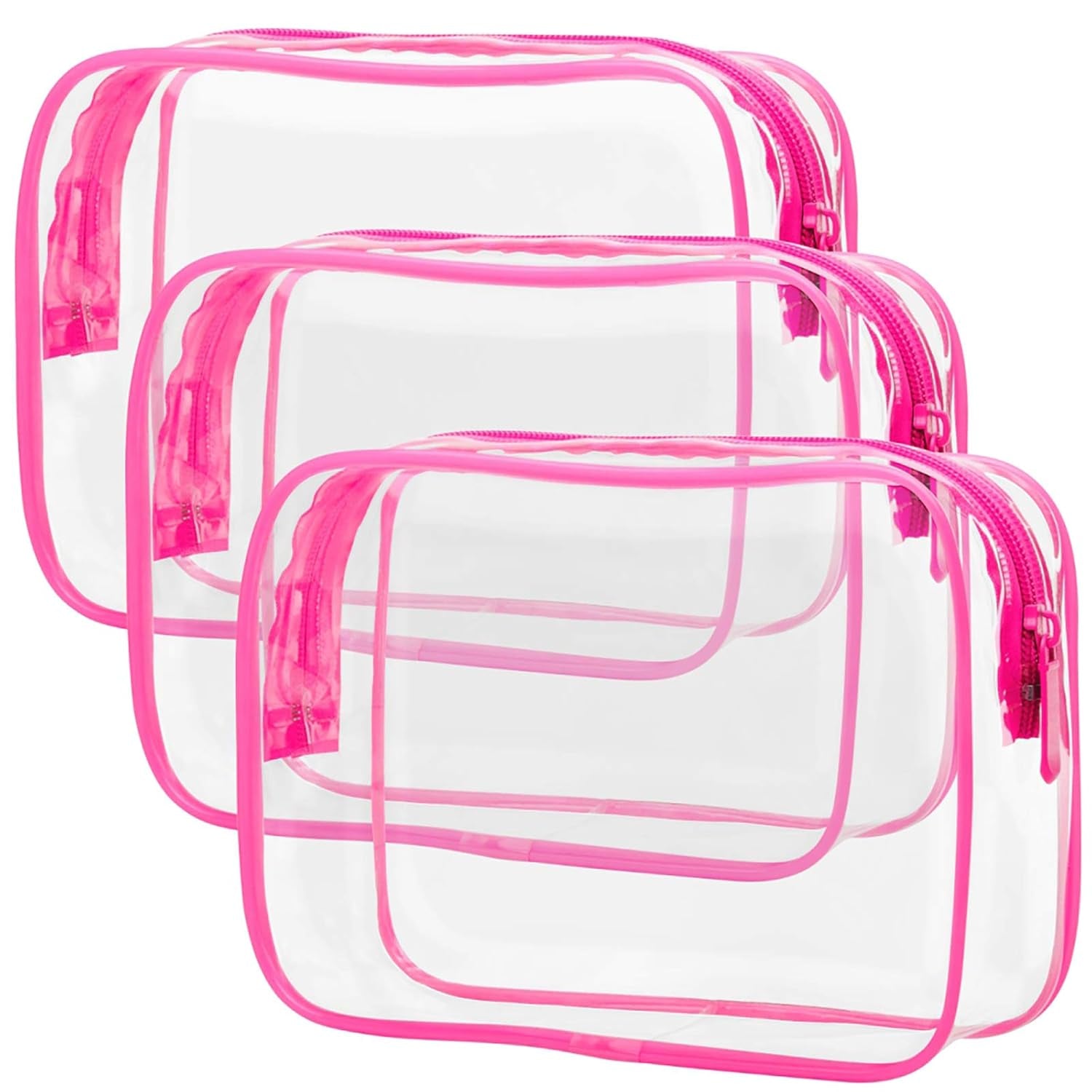 TSA Approved Toiletry Bag - Peach Red Clear Makeup Bag with Supporting Frame, Clear Toiletry Bag for Travel, Thick No Smell