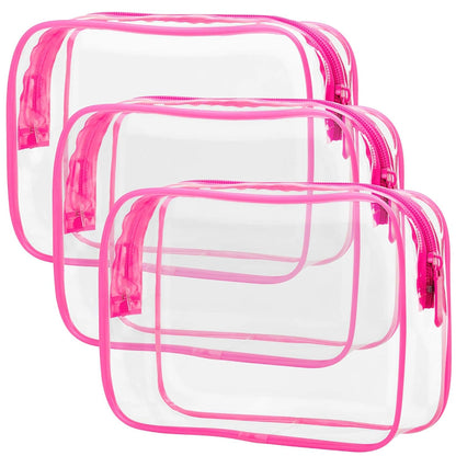 TSA Approved Toiletry Bag - Peach Red Clear Makeup Bag with Supporting Frame, Clear Toiletry Bag for Travel, Thick No Smell